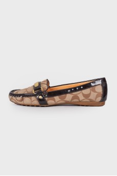 Textile loafers with brand logo