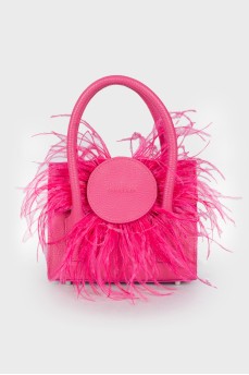 Pink mini bag with feathers