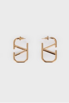 Gold tone logo earrings