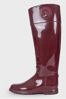 Maroon rubber boots