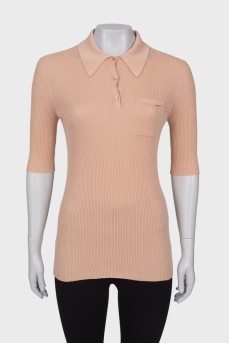 Beige polo shirt with pocket