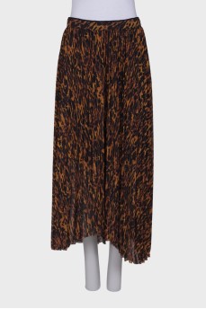 Leopard print pleated skirt