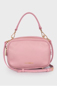 Pink leather shoulder bag
