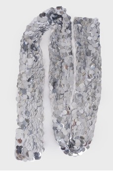 Silver sequin scarf with tag