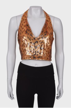 Top in print embroidered with sequins