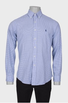 Men's light blue plaid shirt
