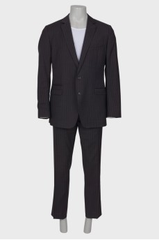 Men's dark gray striped suit