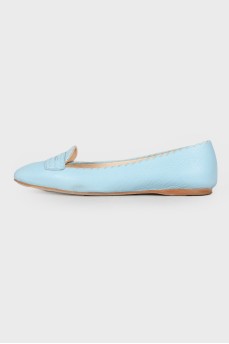 Light blue leather ballerina shoes 