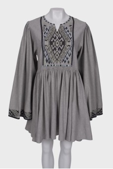 Gray dress with embroidery