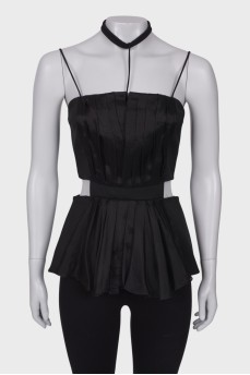 Black top with pleated fabric