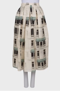 Printed silk maxi skirt