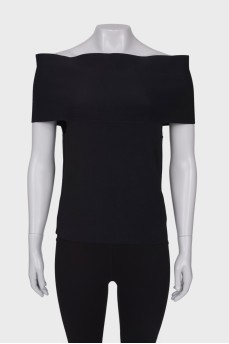 Black top with wide collar