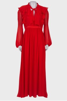 Red ruffle maxi dress 