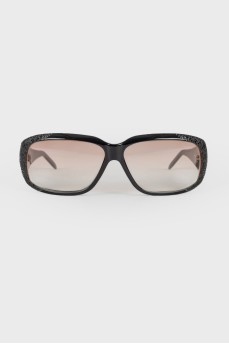Black patterned glasses with rhinestones