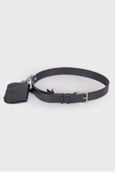 Leather belt with case
