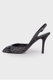 Textile heeled sandals