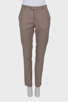 Dark beige straight leg trousers