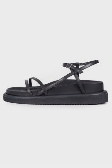 Black low-heeled sandals