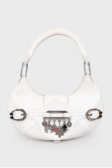 Leather bag with silver charms