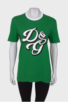 Green T-shirt with brand logo