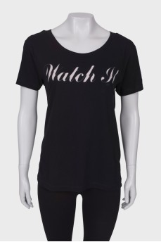 Black T-shirt with white lettering