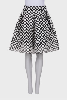 Black and white skirt with geometric pattern
