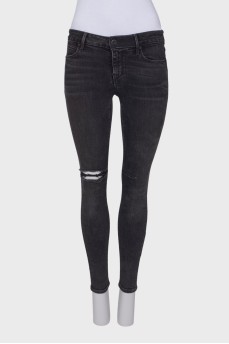 Black and gray ripped jeans