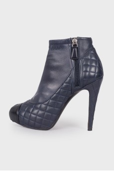 Blue leather ankle boots