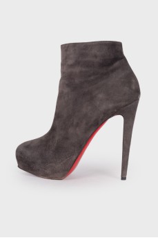 Gray suede ankle boots
