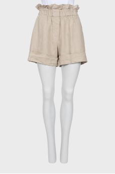 High waisted linen shorts
