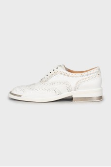 White leather brogues