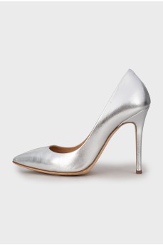 Silver leather shoes