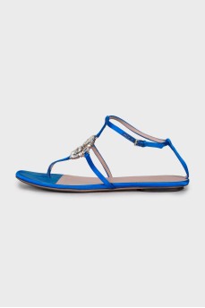 Blue embellished sandals