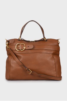 Brown bag with gold hardware