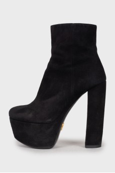Suede high heel ankle boots