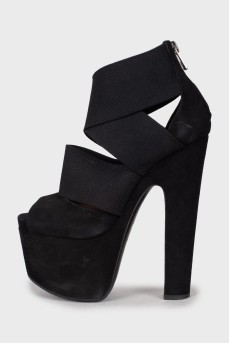 Black high heel sandals