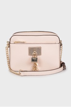 Beige mini bag with key chain