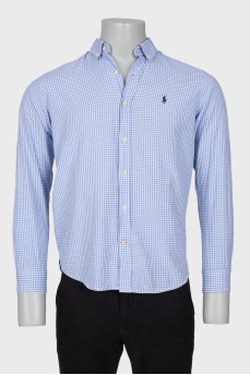 Men's checkered shirt with brand logo