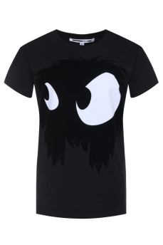 Black T-shirt with textile print