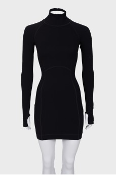 Black dress with raised seams