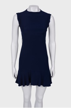 Blue mini dress with frill at the bottom