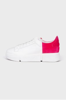 Two tone leather sneakers