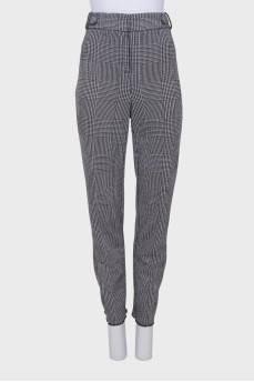 Black and white checked trousers 