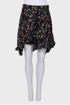 Silk skirt in floral print