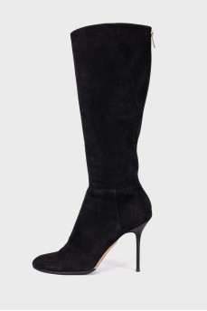 Black suede stiletto heels