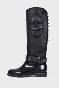 Skull embossed boots