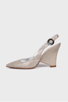 Silver wedge shoes