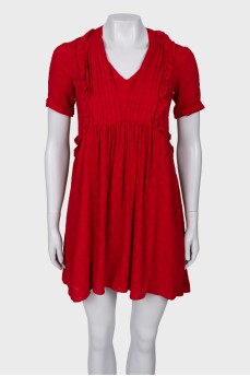 Red loose mini dress