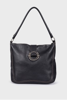 Black leather bag with keyring