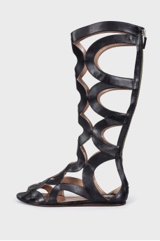 Zipped leather sandals